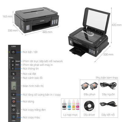 Máy In Phun Màu Đa Năng Canon Pixma G3010 - Hàng Chính Hãng