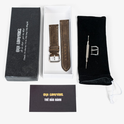 Dây đồng hồ da bò Vintage Bụi Leather D111 - Da thật khâu tay thủ công cao cấp - Bảo hành 12 tháng