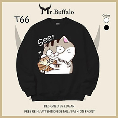 Áo dài tay mèo ami bụng bự no money hàng loại 1 Mr.Buffalo