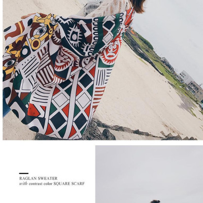 Khăn choàng thổ cầm đi biển - chống nắng phong cách Châu Âu họa tiết tam giác SKC05