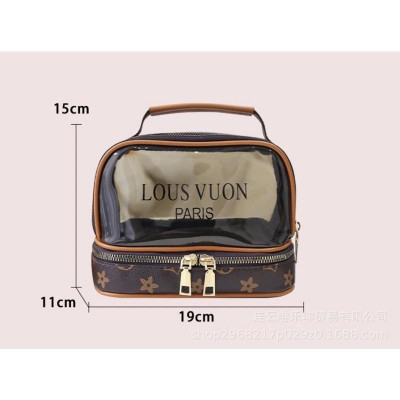 Túi đựng mỹ phẩm trong suốt đa năng đi du lịch, túi đựng đồ cá nhân hai tầng