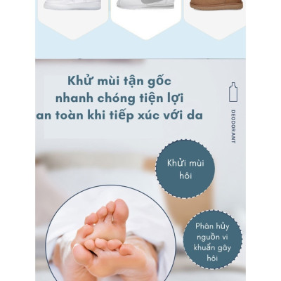 Chai xịt khử mùi giày dép, chiết xuất từ thực vật tự nhiên dễ dàng khử mùi hôi, diệt vi khuẩn, bảo vệ giày - Hàng chính hãng