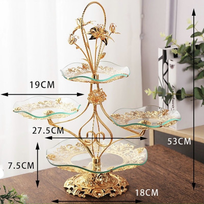 KHAY ĐỰNG BÁNH KẸO HOA QUẢ THỦY TINH 4 TẦNG - VD26