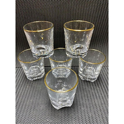 Bộ 6 cốc uống nước thủy tinh trơn viền vàng