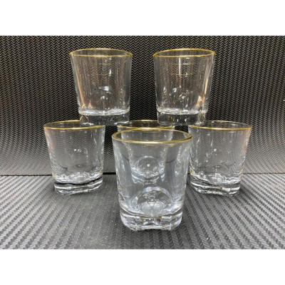 Bộ 6 cốc uống nước thủy tinh trơn viền vàng