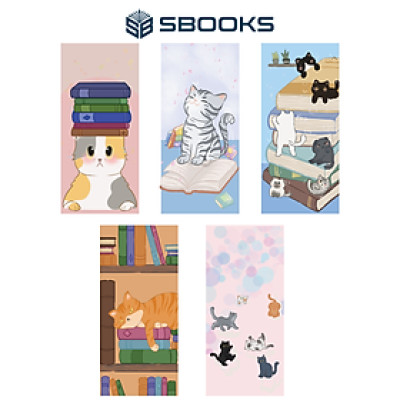 [1 Cái Ngẫu Nhiên] Bookmark Kẹp Sách, Dấu Trang Họa Tiết Hình Mèo Dễ Thương - SBOOKS