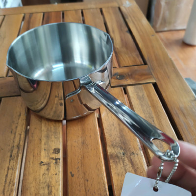 Quánh Inox 316 đúc nguyên khối Hàn Quốc size 12cm đáy từ, có miệng rót bảo hành 5 năm