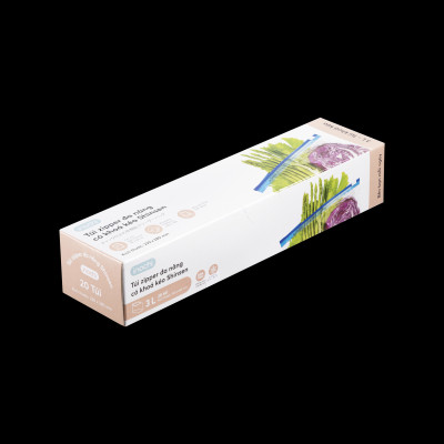 Túi zipper đa năng Shinshen 3L (có khoá kéo loại xanh - đáy mở rộng) - Hộp 20 túi