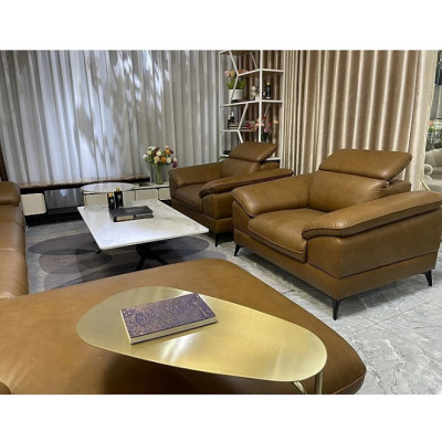 Combo ghế sofa góc L 100% da bò Italy Tundo màu nâu – SFLCT08 3m3 x 1m9 hàng cao cấp chuẩn da bò nhập khẩu Ý