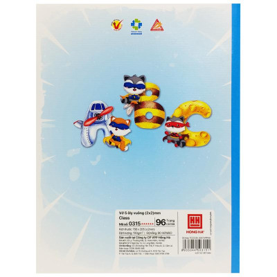 Tập Học Sinh Class ABC 5 Ô Ly Vuông 96 Trang 100gsm - Hồng Hà 0315 (Mẫu Sản Phẩm Giao Ngẫu Nhiên)