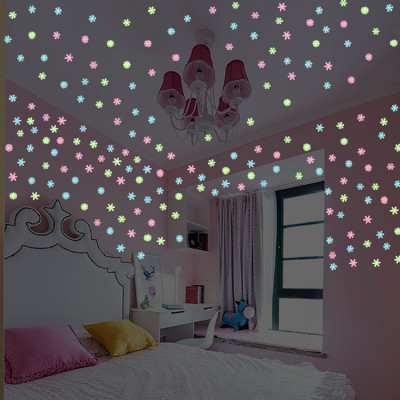 Ngôi sao - hoa tuyết dạ quang 3cm - 2 bộ (150 ngôi sao và hoa)