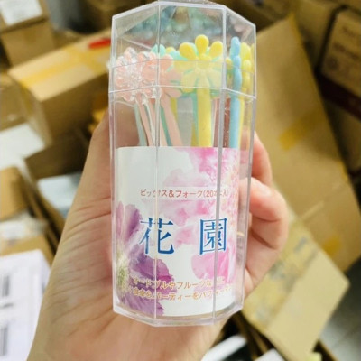 Hộp 20 dĩa ăn trái cây hình hoa Nhật Bản 8.8cm - Hàng nội địa Nhật Bản | Made in Japan