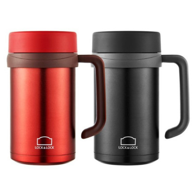 Cốc giữ nhiệt inox Lock&Lock Basic Table Mug 500ml LHC9002, Hàng chính hãng, tay cầm tiện lợi - JoyMall