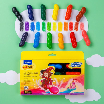 Hộp 12 Sáp Màu Rửa Được Hạt Đậu Colorkit - Thiên Long PCR-C017/AK