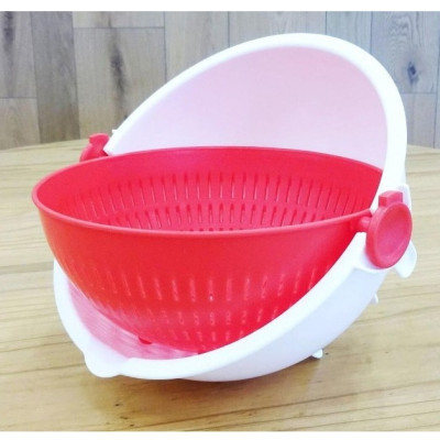 Rổ nhựa đa năng 2 lớp Kokubo, có thể quay 360 độ giúp rau củ ráo nước một cách nhanh chóng mà không bị dập nát hay rơi vãi ra ngoài - nội địa Nhật Bản 