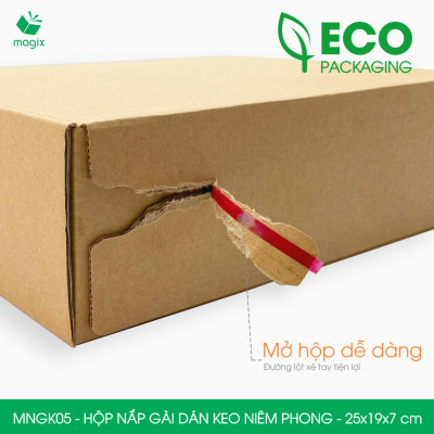 MNGK05 - 25x19x7cm - COMBO 20 HỘP CARTON NẮP GÀI HÔNG CÓ KEO NIÊM PHONG - THÙNG HỘP CARTON ĐÓNG HÀNG