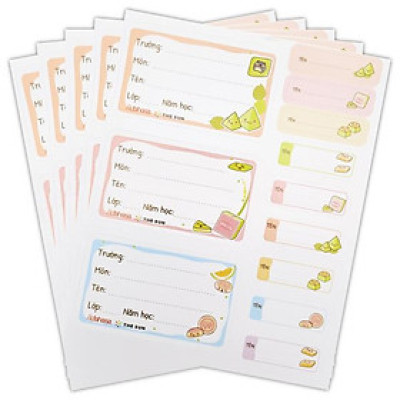 Nhãn Vở Bánh Việt 3 Ô Kèm Sticker - The Sun (15 Nhãn)