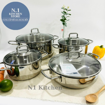 Bộ 4 nồi inox cao cấp Korkmaz Perla - A1606 - Hàng Chính Hãng