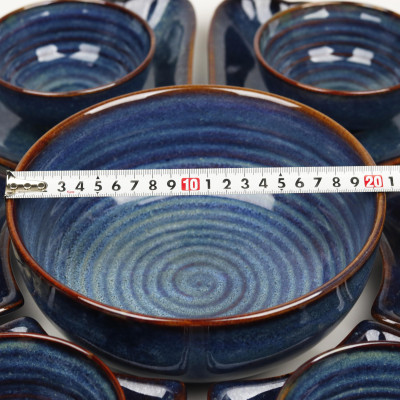 Bộ đồ ăn hoa mặt trời Bát Tràng men hỏa biến cao cấp - Cúng rằm/lễ/tết/chay/mặn/bày cỗ/tiếp khách-Xanh đá biển-55cm