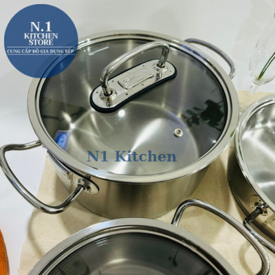Bộ 4 nồi inox cao cấp Korkmaz Proline - A1147 nắp kính - Hàng Chính Hãng