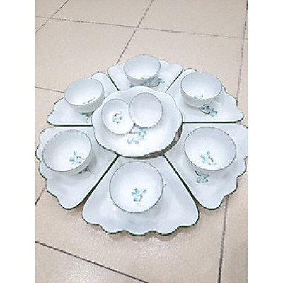 Bộ bát đĩa hoa mặt trời sứ Bát Tràng.