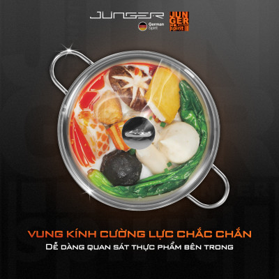 Bộ nồi inox 304 Junger CWJ-050 5 chi tiết Tay cầm cách nhiệt Hàng Chính Hãng Bảo Hành 12 Tháng