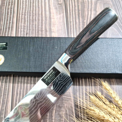 DAO - DAO BẾP NHẬT BẢN SANTOKU THÉP DAMASCUS MÃ A9 DT116 nt topcomshop vn