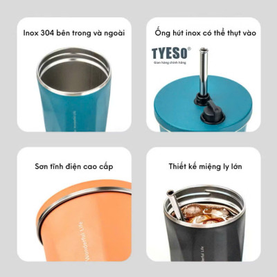 Cốc ly giữ nhiệt TYESO 01006 470ml bằng thép không gỉ 304