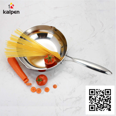 Chảo sâu lòng Inox 304 đúc liền khối 3 lớp miệng rót Kalpen Zenger 24cm, - Hàng chính hãng