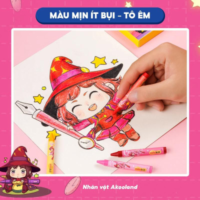 Hộp 18 Bút Sáp Màu Rửa Được - Nhân Vật Futy Akooland Thế Giới Học Cụ Thần Kỳ - Colorkit SWCR-C002/AK