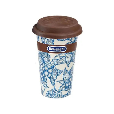 [Hàng chính hãng] Ly sứ chân không giữ nhiệt DeLonghi (Blue Flower/ Thermal Mug/ Coffee Shop/ Multi-coloured)