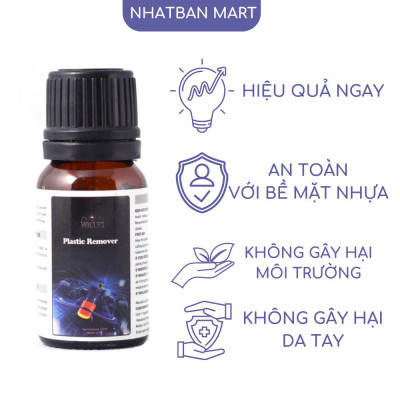 Phục hồi nhựa nhám Plastic Remove làm mới và dưỡng nhựa đen otô, xe may cũ chai 10ml Nhật Bản