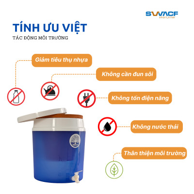 Compo 2 bình lọc nước uống trực tiếp SWACF 16L | CWF Nano bạc, lõi lọc 7L, tốc độ lọc 2-4 lít/giờ, giữ khoáng thiết yếu