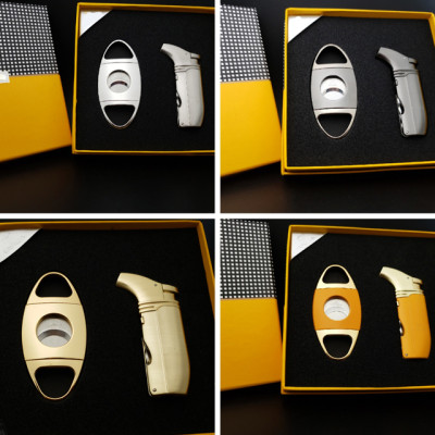 Bộ Set Phụ Kiện 2 Món  HB-422 Gồm Vỏ Hột Quẹt Bật Lửa Khò 2 Tia Đa Năng + Cắt Thiết Kế Sang Trọng Cao Cấp