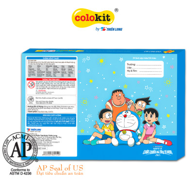 Sáp 24 màu Thiên Long Colokit Doraemon CR-C06/DO - Tiêu chuẩn Mỹ - Phiên bản Nobita
