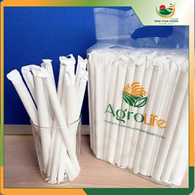 Phi 10 - Túi 100 ống hút giấy làm từ sợi mía có bao gói