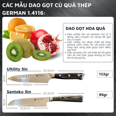 Dao nhà bếp thái đa năng DandiHome thép cao cấp