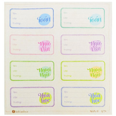 Bộ 28 Nhãn Vở A Cấp III - Linh Lan