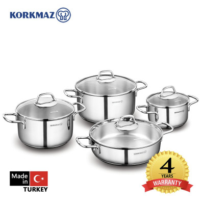 Bộ 4 nồi inox cao cấp Korkmaz Perla - A1606 - Hàng Chính Hãng