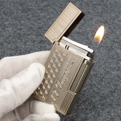 Vỏ Hộp Quẹt Bật Lửa D upon Gas Đá D34B Họa Tiết Cánh Hoa Tam Giác Đẹp, Độc Lạ In Logo - Dùng Gas Đá Cao Cấp