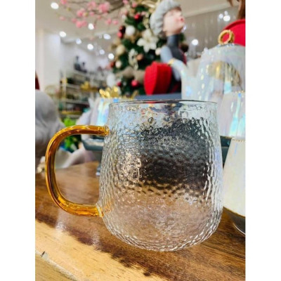 Bộ 6 cốc thủy tinh chịu nhiệt vân sần quai vàng