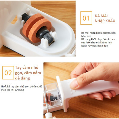 Dụng cụ mài dao cầm tay, dùng để mài sắc dao nhanh chóng, có tay cầm vững chắc không bị trơn trượt - nội địa Nhật Bản 