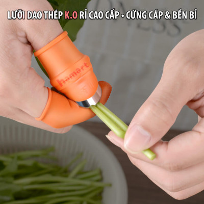 SET Dao Móng Tay Hái Rau Bóc Tỏi Bào Vỏ Củ Quả Kèm 5 Bao Silicon Bảo Vệ Ngón Tay Hamart