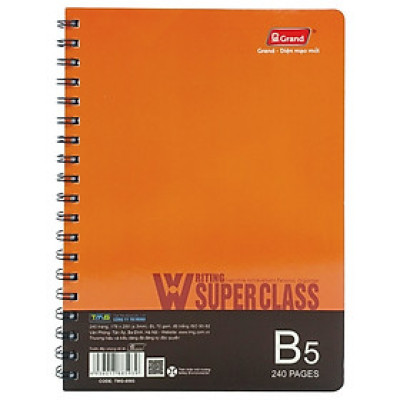 Sổ Lò Xo Grand B5 Bìa Giấy 240 Trang -8593 (Giao Màu Ngẫu Nhiên)