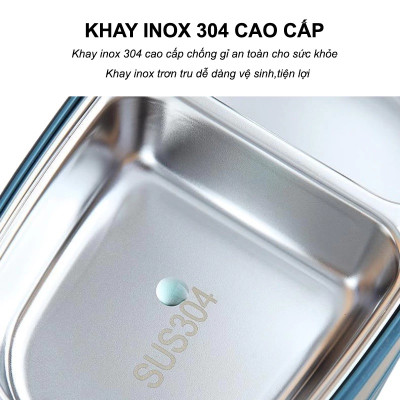 Hộp Cơm Giữ Nhiệt, Hộp Đựng Cơm Inox 304, Chống Gỉ, Chống Đổ Tiện Lợi, Màu Ngẫu Nhiên - Hàng Nhập Khẩu