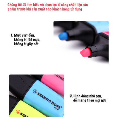 Hộp 10 Bút dạ quang STABILO BOSS MINI 07 - Hồng (56)