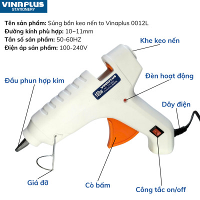 Máy Bắn Keo Nến, Súng Bắn Keo Nến Silicon Loại To Công Suất 100W Nóng Chảy, Tiện Dụng Chính Hãng Vinaplus