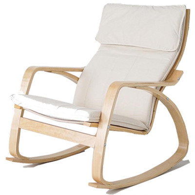 Ghế Bập Bênh Thư Giãn Gỗ Bạch Dương Cao Cấp, Đệm Bọt Biển Dày Dặn Thoáng Khí Đàn Hồi Cực Tốt Giá Sốc