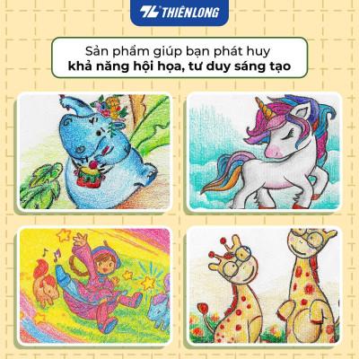 Bút sáp 12/18 màu Thiên Long Colokit - Màu sắc tươi sáng Phủ đều màu Bền màu - Phiên bản Akooland