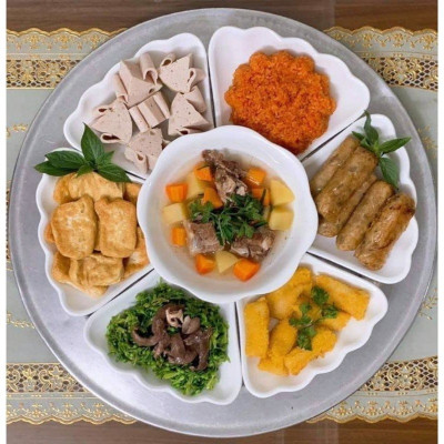 Bộ Bát Đĩa Hoa Mặt Trời 6811 Loại Bé Việt Nhật Nhựa PP Màu Trắng Dùng Để Bày Đồ Cúng